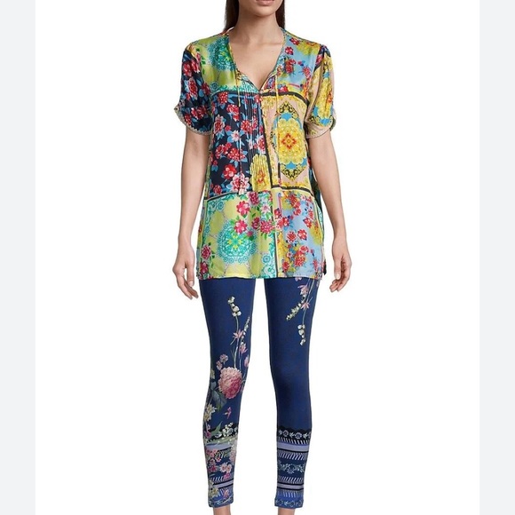 Johnny Was 100% Silk Japer Flower Mai Tunic Popover Boho Top Size M BNWT! - Picture 2 of 13